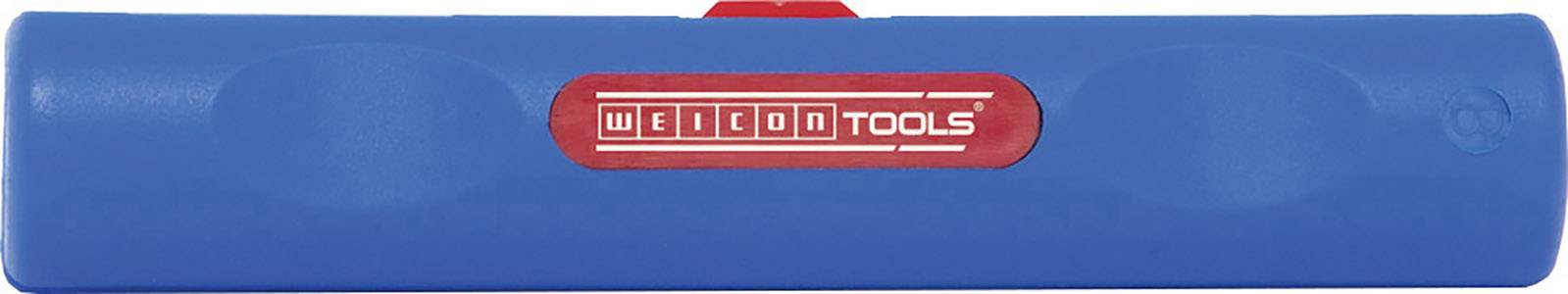 Niebieskie etui na narzędzia z czerwonym zamknięciem i białym logo 'WEICON TOOLS' pośrodku.