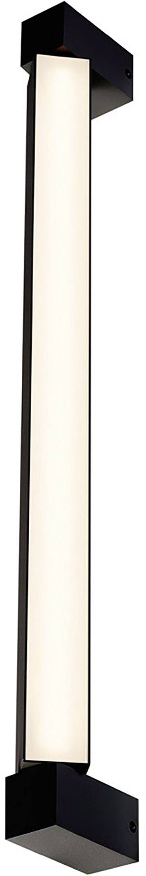 Nowoczesna, prostokątna lampa ścienna z długim białym panelem świetlnym i czarną ramą w minimalistycznym stylu.