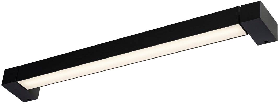 Czarna, prostokątna lampa sufitowa LED z delikatnie rozproszonym światłem w nowoczesnym stylu. Idealna do minimalistycznych wnętrz.