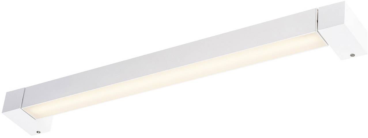 Prostokątna, biała lampa sufitowa LED emituje miękkie, ciepłe światło i doskonale sprawdza się w nowoczesnych wnętrzach.