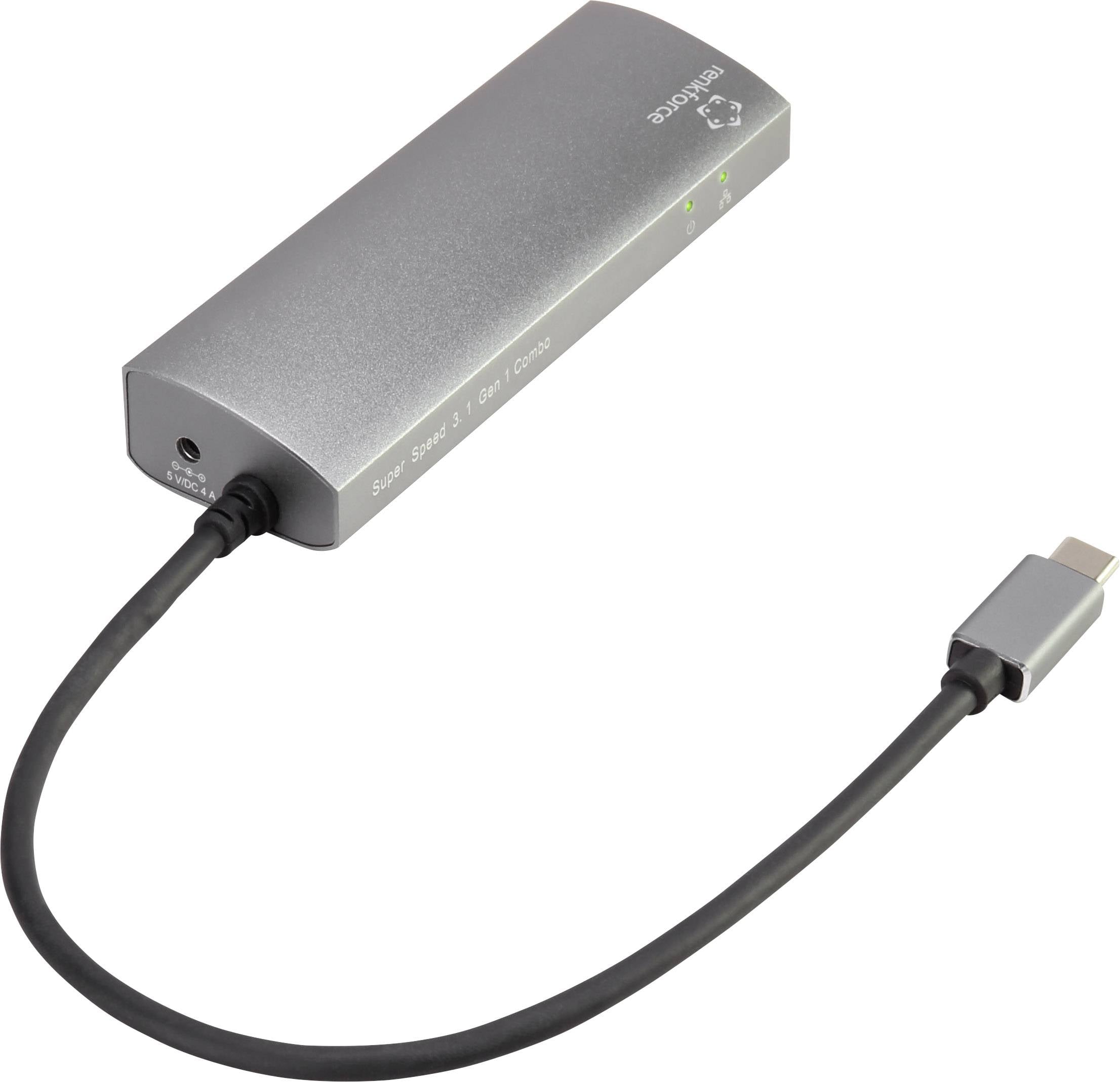 Мережевий адаптер/концентратор Renkforce 1 Гбіт/с USB-C® (USB 3.2 Gen 1), LAN (10/100/1000 Мбіт/с), USB 3.2 Gen 1