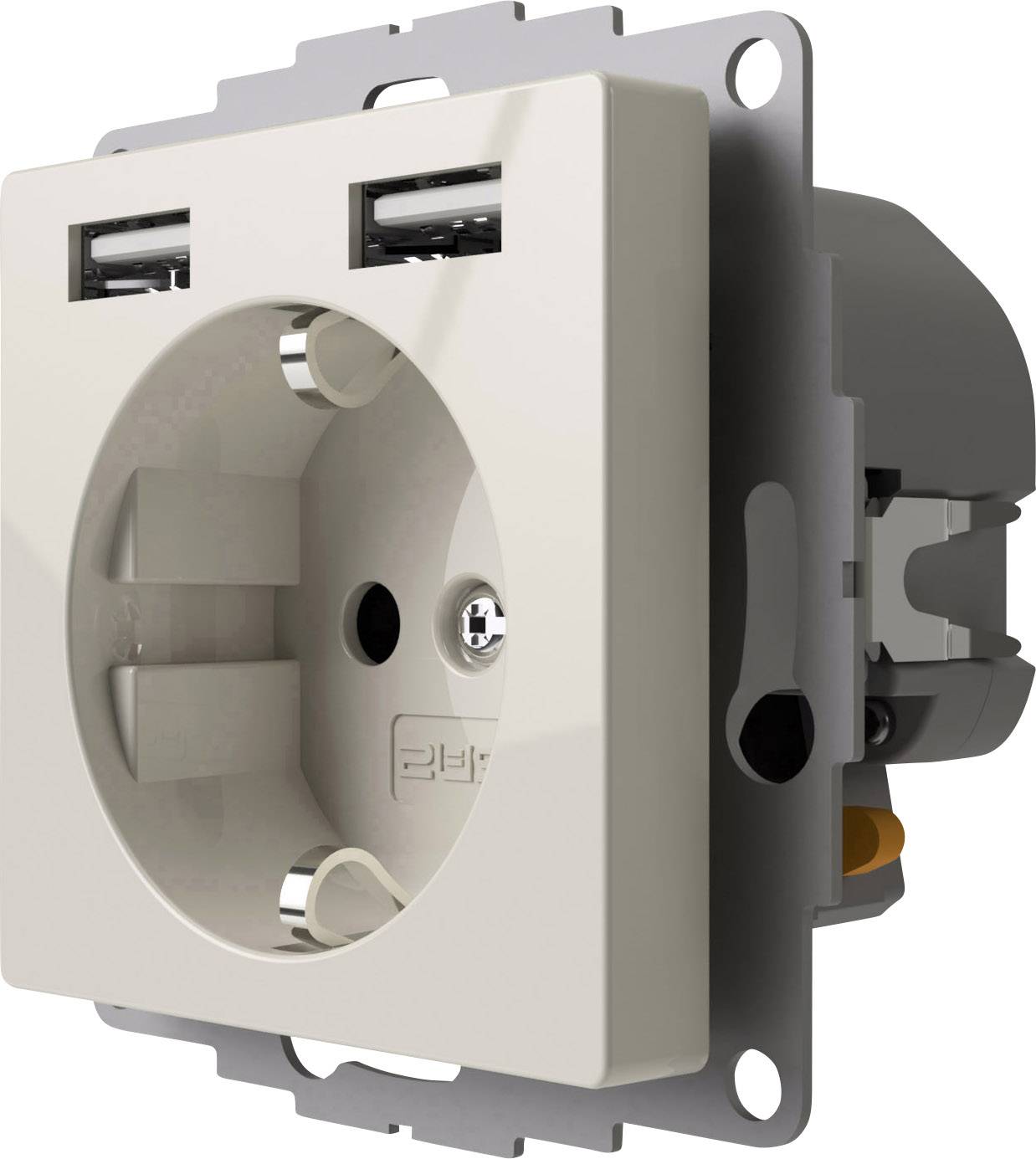 2USB 2U-449276 Розетка VDE для прихованого монтажу, з USB, захист від дітей IP20, чисто білий колір, глянцевий ефект