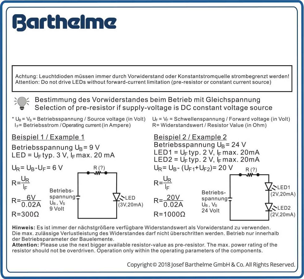 Аксесуари для світлодіодів Barthelme 00430324, 5 мм, 120 мкд, 100 шт.