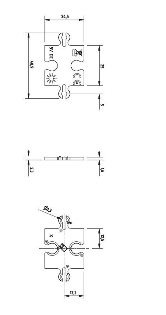 Rysunek techniczny profilu z wymiarami: szerokość 24,5, wysokość 65, głębokość 12. Szczegółowe widoki z symbolami i wymiarami.