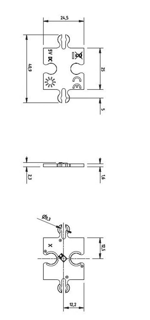 Rysunek techniczny profilu z wymiarami w milimetrach: wysokość 40, szerokość 24,5. Widok z góry i z boku ze szczegółowymi wymiarami.