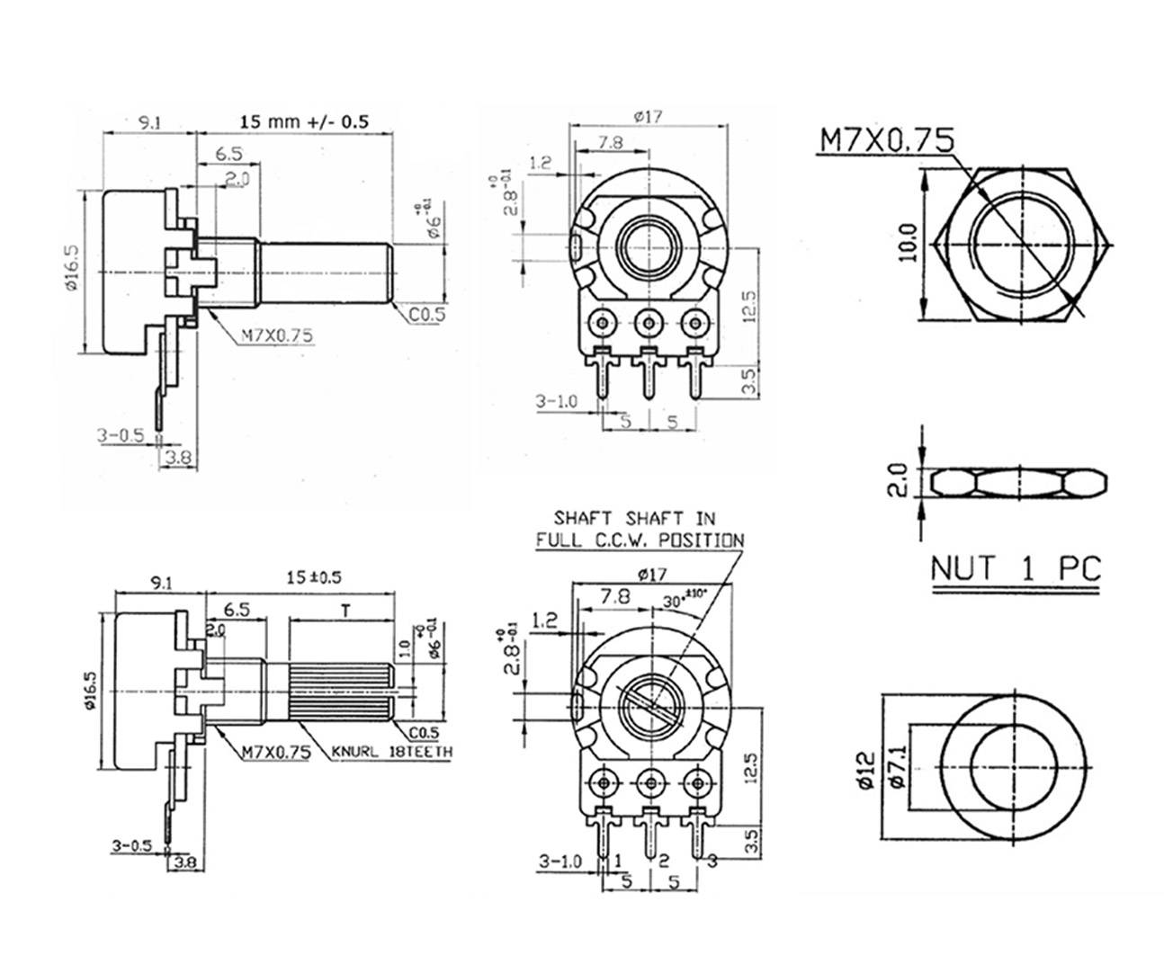 Alpha RV16A01F20KB50KM RV16A01F20KB50KM Стерео поворотний потенціометр 0,2 Вт 50 кОм 1 шт.