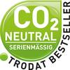 'CO2 neutralne standardowo, Bestseller Trodat' w zielonym kole.