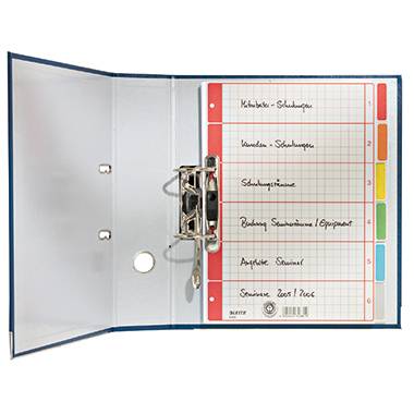 Otwarty folder z przekładkami w różnych kolorach. Opisy przekładek: 'Małe przedsiębiorstwa - podatki i ubezpieczenia', 'Powody - darowizny', 'Umowy darowizny', 'Ulgi podatkowe', 'Spis podatkowy 2005/2006'.