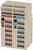 Szary moduł z wieloma rzędami złączy oznaczonych na czerwono i niebiesko, przeznaczony do okablowania i sterowania przemysłowego.