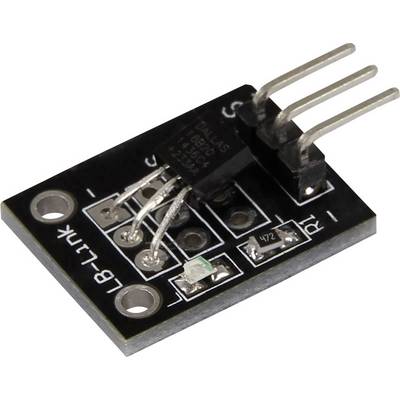 Elektroniczny moduł z czarną płytką drukowaną; trzy wystające piny na górze; napis 'LB-Link' po lewej stronie. Używany do podłączania czujników.