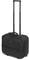 Czarny, podręczny walizka na kółkach z wysuwaną rączką, idealny na podróże służbowe lub krótkie wyjazdy.