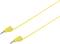 Żółte, jednotorowe kable z izolowanymi wtyczkami na obu końcach; prawdopodobnie przeznaczone do połączeń elektronicznych lub urządzeń.