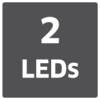 Kwadratowa tabliczka z napisem '2 diody LED'. Tabliczka jest szara, a tekst jest czarny.