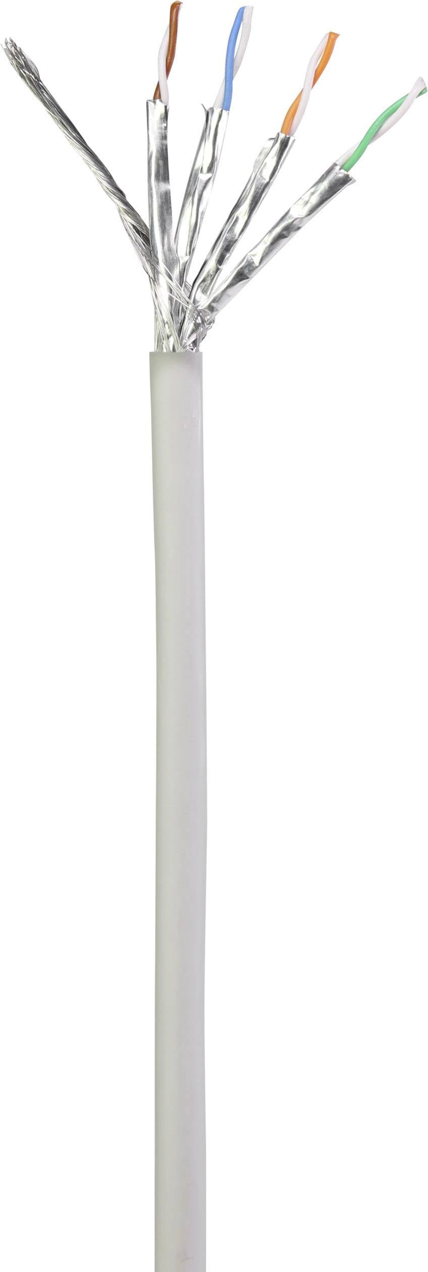 Otwarty kabel sieciowy z czterema parami przewodów, z których każda jest owinięta folią metalową, ukazuje swoją wewnętrzną strukturę.