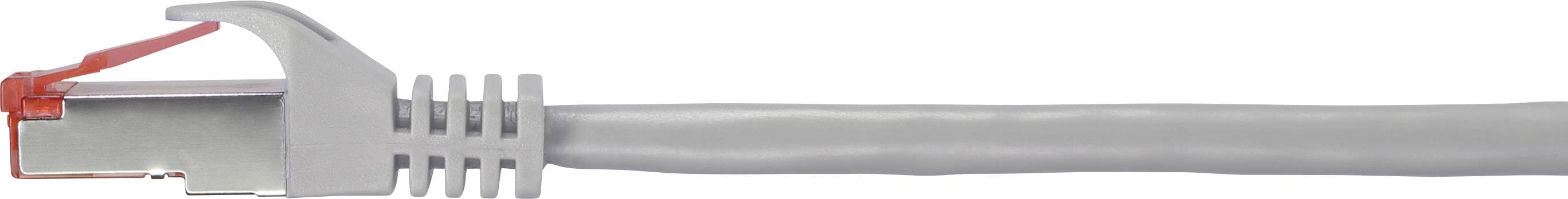 Szary kabel Ethernet z czerwonym zatrzaskiem.