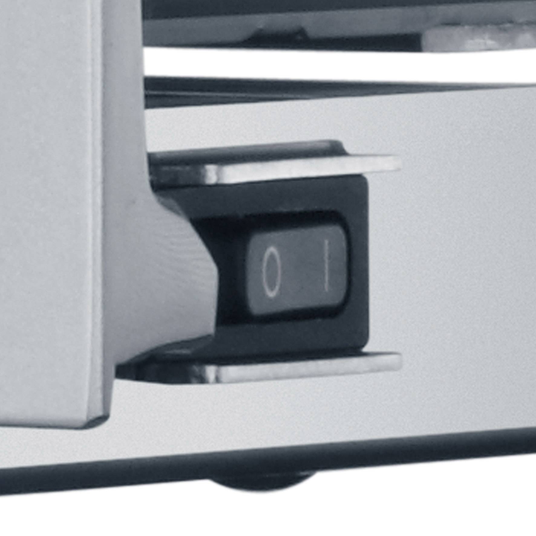 Zbliżenie przełącznika z oznaczeniami '0' dla wyłączenia i '1' dla włączenia. Przełącznik jest ustawiony w pozycji '0'.