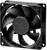 Czarny wentylator z otwartą obudową. Widocznych sześć łopatek. Nadaje się do chłodzenia komputerów i elektroniki.