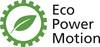 Zielone koło zębate z listkiem w środku, obok napis 'Eco Power Motion'. Symbolizuje przyjazny środowisku ruch energetyczny.