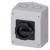 Szaro-biały przełącznik obrotowy w prostokątnej obudowie, odpowiedni do zastosowań przemysłowych lub sterowania elektrycznego.