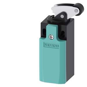 Czujnik zbliżeniowy firmy Siemens w kolorze turkusowym, z czarną obudową i metalowym przełącznikiem na górze.