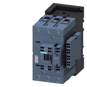 Elektyczny stycznik firmy Siemens z wieloma zaciskami, w ciemnoniebieskiej obudowie, przeznaczony do zastosowań przemysłowych w obwodach elektrycznych.