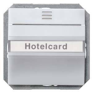 Elektroniczny zamek kartowy do pokoju hotelowego z napisem 'Hotelcard', służący do kontroli dostępu do pokoju lub sterowania oświetleniem.