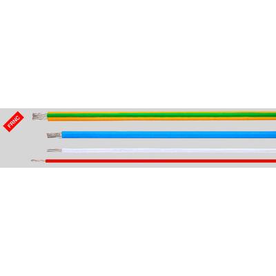 Wielokolorowe przewody elektryczne w rzędzie, widziane z góry na dół: zielono-żółty, pomarańczowy, niebieski, biały, czerwony. Po lewej stronie napis 'FRNC'.