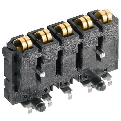 Czarny złącze z czterema złotymi zaciskami stykowymi, odpowiednie do zastosowań elektronicznych, ujęcie z bliska.