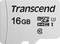Srebrna karta Transcend microSDHC o pojemności 16 GB, klasy U1 i klasie szybkości 10.