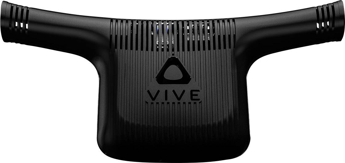 Czarny dodatek do gogli VR z logo 'VIVE' pośrodku, prawdopodobnie przeznaczony do wsparcia lub rozszerzenia doświadczenia wirtualnej rzeczywistości.