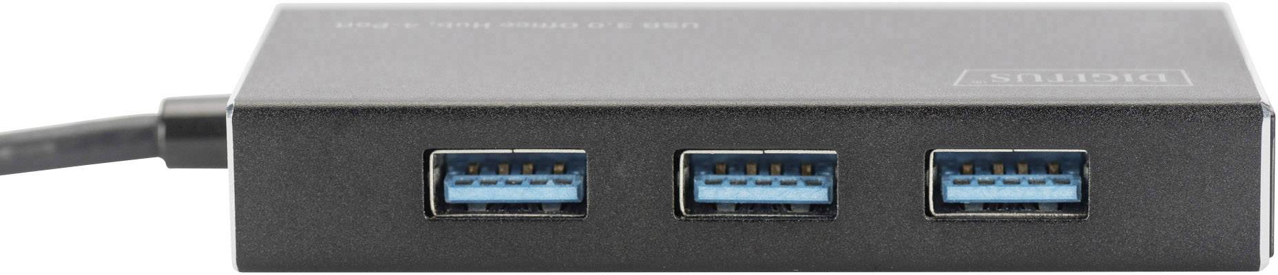 Digitus DA-70240-1 USB-Hub 4 порти USB-A USB 3.0 5 Гбіт/с алюмінієвий корпус чорний DA-70240-1