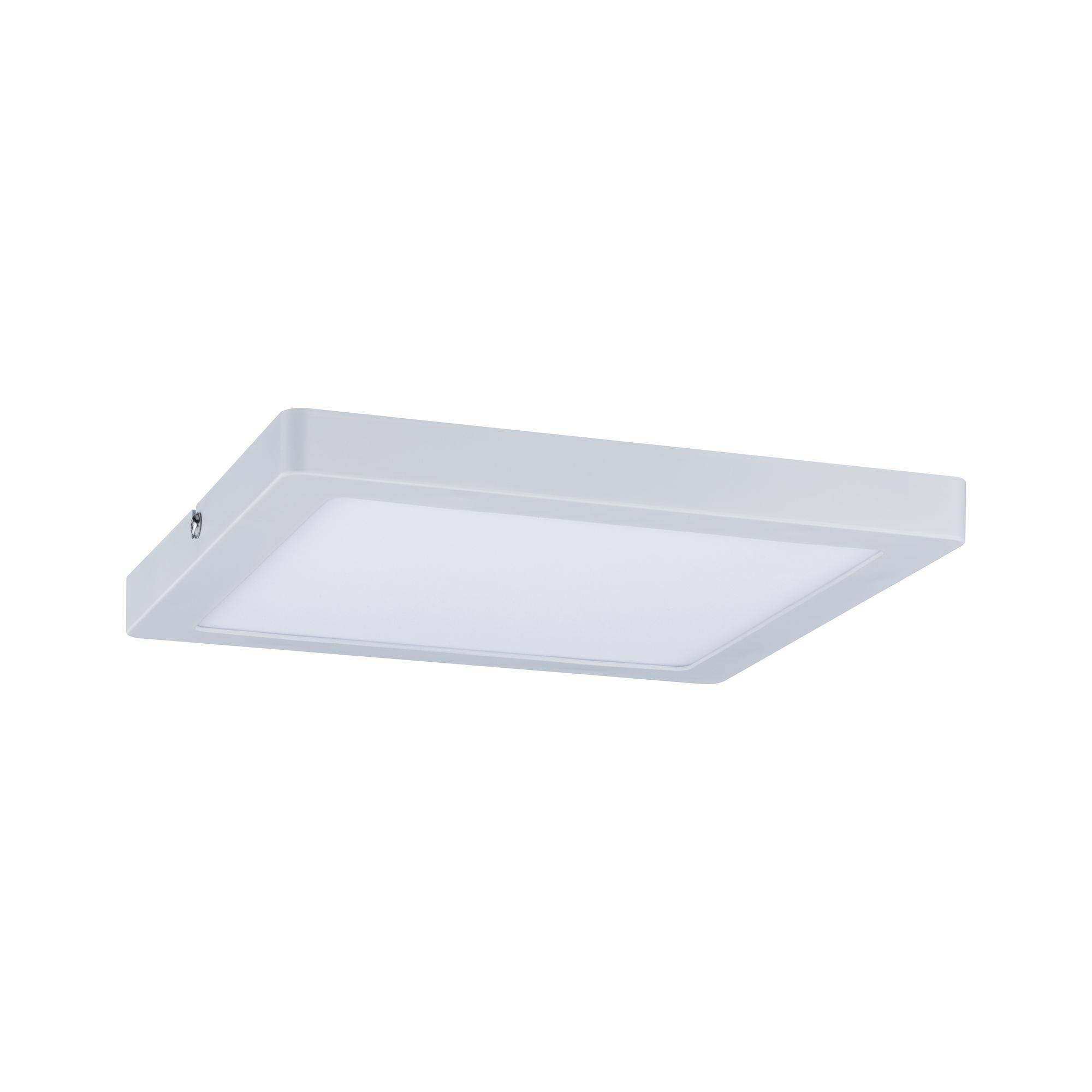 Biała kwadratowa lampa sufitowa o minimalistycznym designie do nowoczesnych wnętrz.