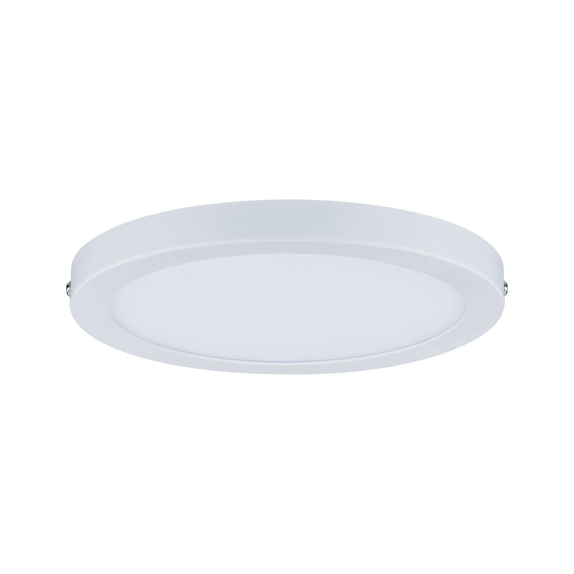 Okrągła lampa sufitowa w kolorze białym, minimalistyczna i nowoczesna, idealna do wnętrz.