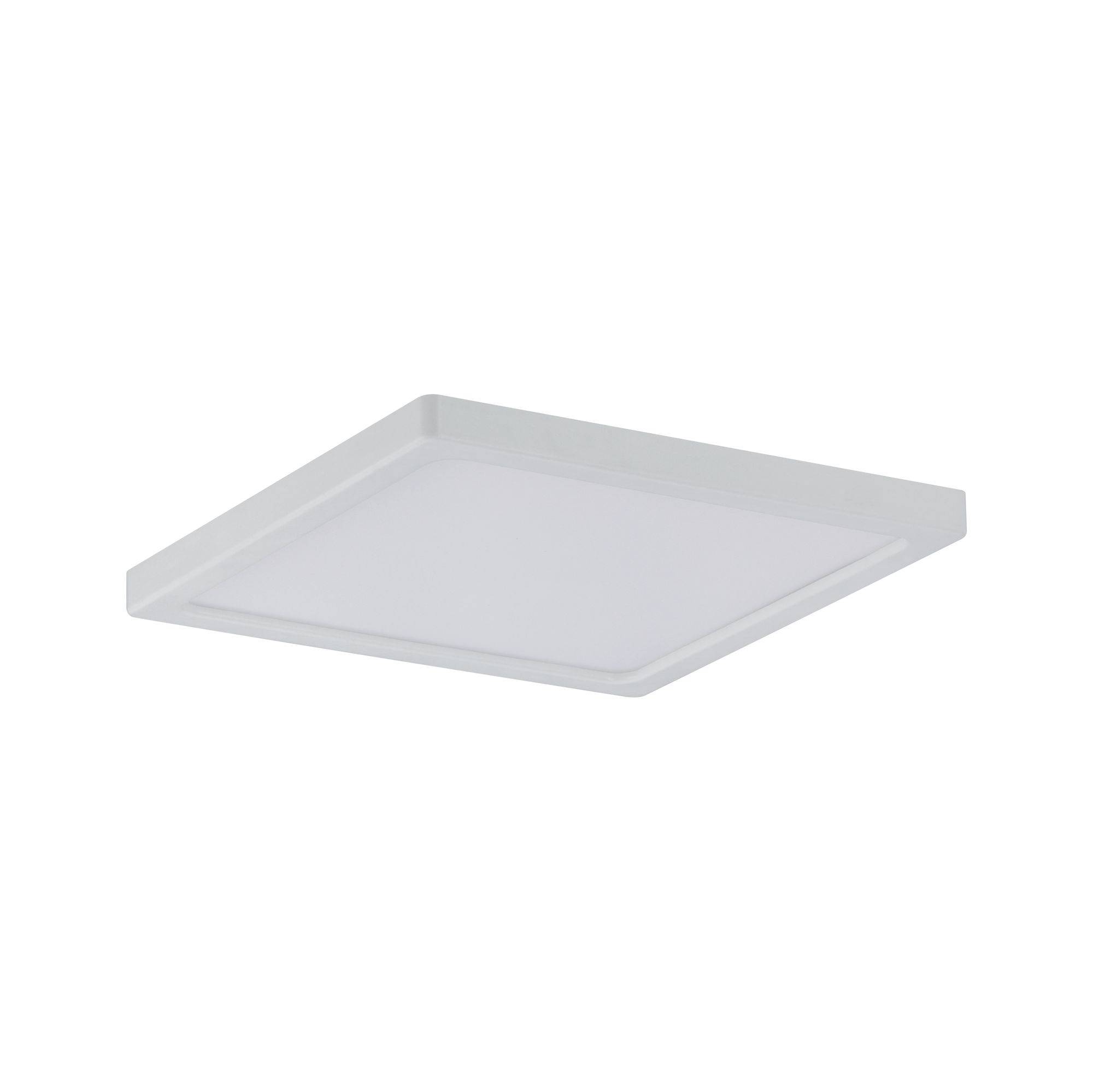 Kwadratowa, płaska lampa sufitowa LED w kolorze białym. Posiada proste, nowoczesne wzornictwo, idealne do wnętrz.