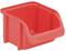 Plastikowy pojemnik magazynowy z możliwością układania w stos, z otwartym dostępem z przodu. Idealny do organizacji i przechowywania małych przedmiotów.
