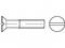 Rysunek techniczny wkręta krzyżowego z widokiem z przodu i z boku, z wyszczególnieniem szczegółów główki i gwintu.