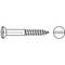 Techniczny rysunek przedstawia wkręt z rowkiem na śrubokręt, ukazany z boku i od góry, z równomiernym gwintem i ostro zakończonym końcem.