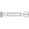 Rysunek techniczny wkręta z łbem stożkowym i rowkiem prostym, przedstawiony z boku i z góry. Linie wskazują wymiary.
