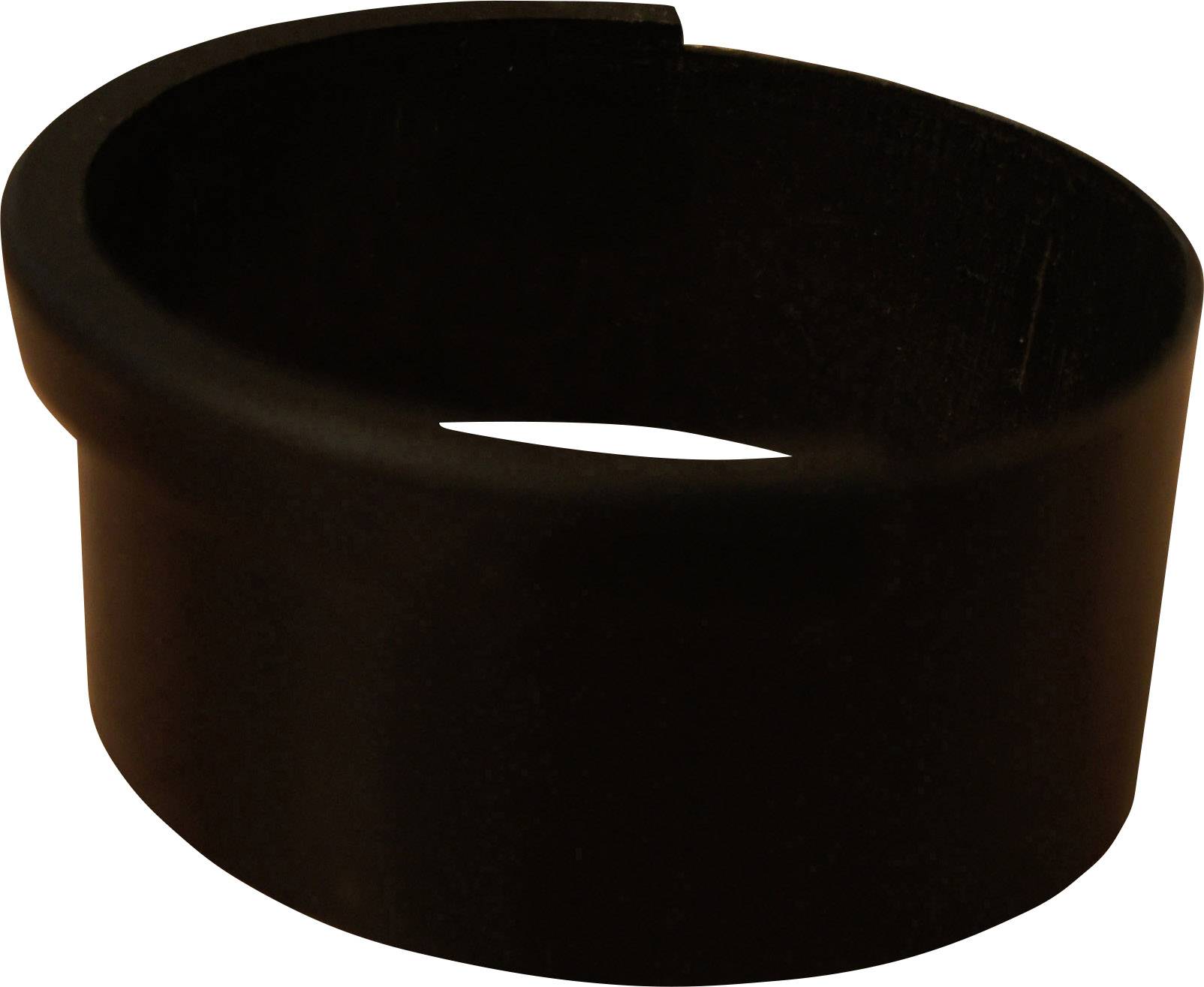 Czarna, otwarta nasadka z tworzywa sztucznego, prosty design, z przodu nieco szersza niż z tyłu.