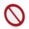 Czerwony znak zakazu na białym tle, ogólnie wskazujący na zakaz lub ograniczenie.