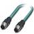 Zielony kabel sieciowy z wtyczkami na obu końcach, odpowiedni do połączeń między urządzeniami elektronicznymi.