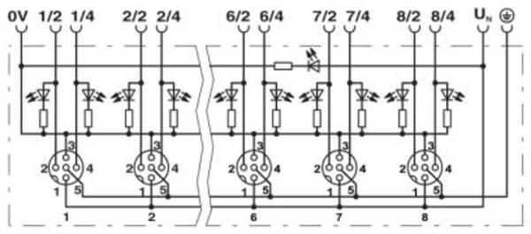Rozdzielacz czujnik / element wykonawczy, aktywny Phoenix Contact SACB-4/ 8-L-PT SCO P 1412058 1 szt.