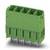 Zielony, prostokątny złącze elektroniczne z sześcioma metalowymi stykami, przeznaczone do płytek drukowanych.