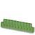 Zielony, prostokątny element konstrukcyjny leży w poziomie. Wzdłuż górnej krawędzi posiada kilka prostokątnych wypustek.
