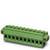Zielony, wielobiegunowy złącze elektryczne, ułożone w poziomie, przeznaczone do stosowania w obwodach elektronicznych.