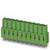 Listwa zaciskowa z dwunastoma zielonymi złączami ułożonymi w jednym rzędzie. Stosowana do połączeń elektrycznych i montażu podzespołów.
