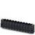 Czarna elektryczna listwa zaciskowa z wieloma punktami przyłączeniowymi, odpowiednia do okablowania w układach elektronicznych.