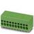 Przedstawiono zielony, prostokątny elektryczny złącz z wieloma punktami przyłączeniowymi.