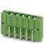 Zielony elektryczny złącze wtykowe z wieloma metalowymi stykami, używane do podłączania przewodów na płytce drukowanej.