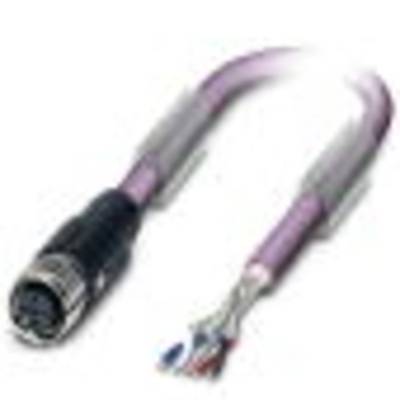 Fioletowy kabel Ethernet z zaokrąglonym, zakończonym końcem oraz otwartym końcem ukazującym kolorowe przewody.